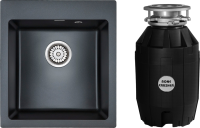 Комплект Мойка Paulmark Kante 45 PM104651-BLM черный металлик + Измельчитель Bone Crusher BC 810-AS