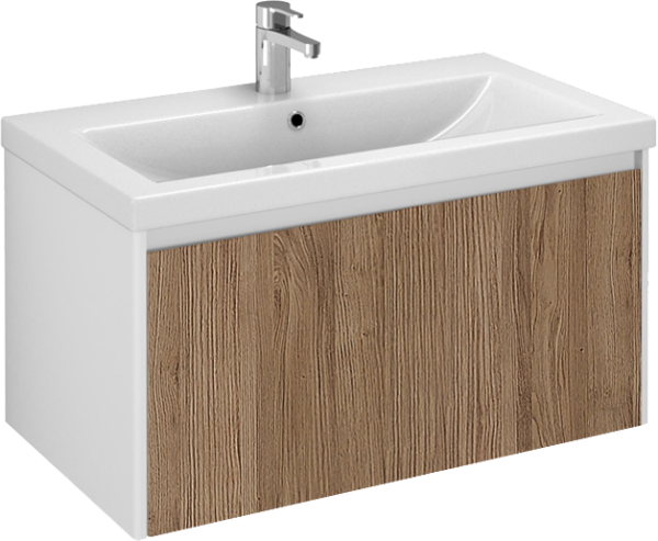 Тумба с раковиной Velvex Klaufs 80.1Y белая, шатанэ, подвесная