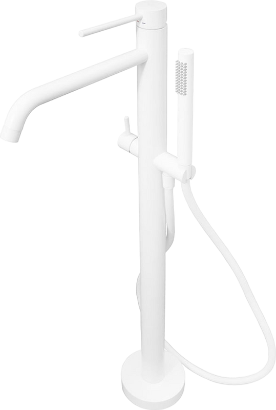 Напольный смеситель для ванны с душем Paffoni Light LIG032BO С ВНУТРЕННЕЙ ЧАСТЬЮ, матовый белый