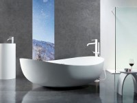 Напольный смеситель для ванны с душем Paffoni Light LIG032BO С ВНУТРЕННЕЙ ЧАСТЬЮ, матовый белый