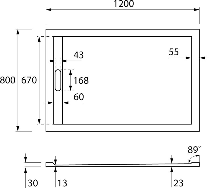 Поддон для душа Cezares Tray TRAY-AS-AH-120/80-30-W