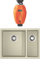 Комплект Мойка Omoikiri Kata 55-2-U-BE ваниль + Измельчитель Nagare 750