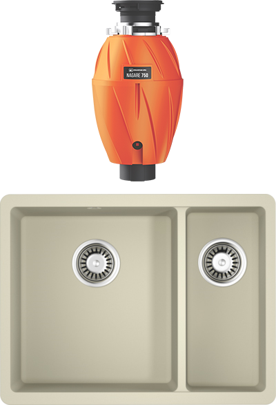 Комплект Мойка Omoikiri Kata 55-2-U-BE ваниль + Измельчитель Nagare 750
