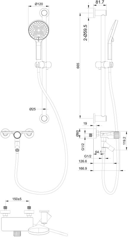 Смеситель для ванны с душем Wonzon & Woghand Click WW-FE05L222-BG брашированное золото