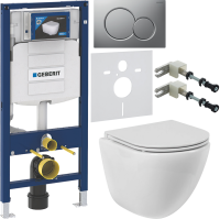 Комплект Унитаз подвесной BelBagno Amanda BB051CHR безободковый + Крышка BB870SC с микролифтом + Инсталляция Geberit Duofix UP 320 111.300.00.5 + Кнопка Sigma 01 115.770.JQ.5 лакированная, матовый хром + Крепления 111.815.00.1 к стене + Звукоизоляция