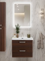 Тумба с раковиной BelBagno Due 60 ручки хром полированный, noce