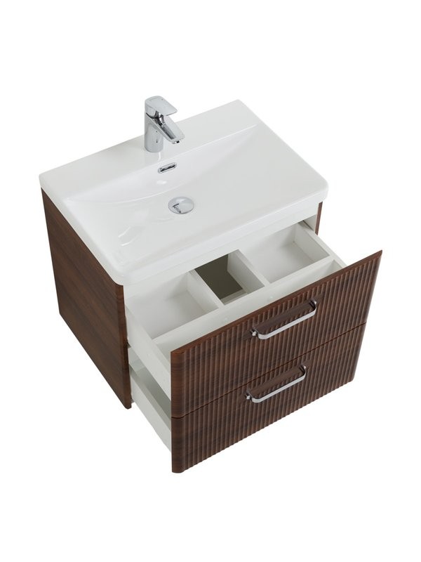 Тумба с раковиной BelBagno Due 60 ручки хром полированный, noce