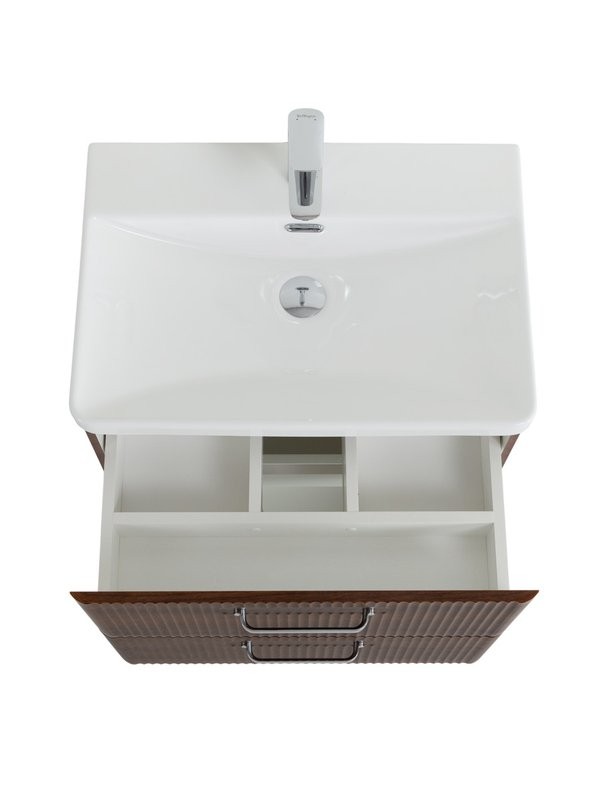 Тумба с раковиной BelBagno Due 60 ручки хром полированный, noce