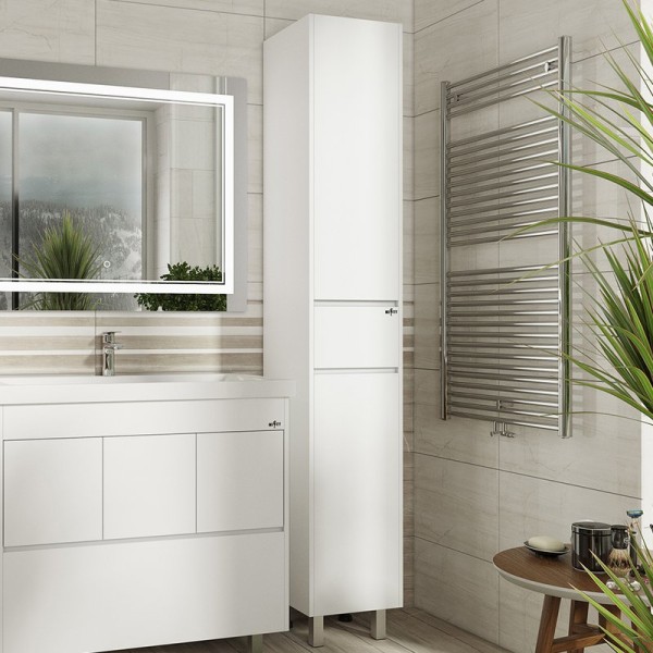 Шкаф пенал для ванной Misty Алиса 35 L, белый, с ящиком