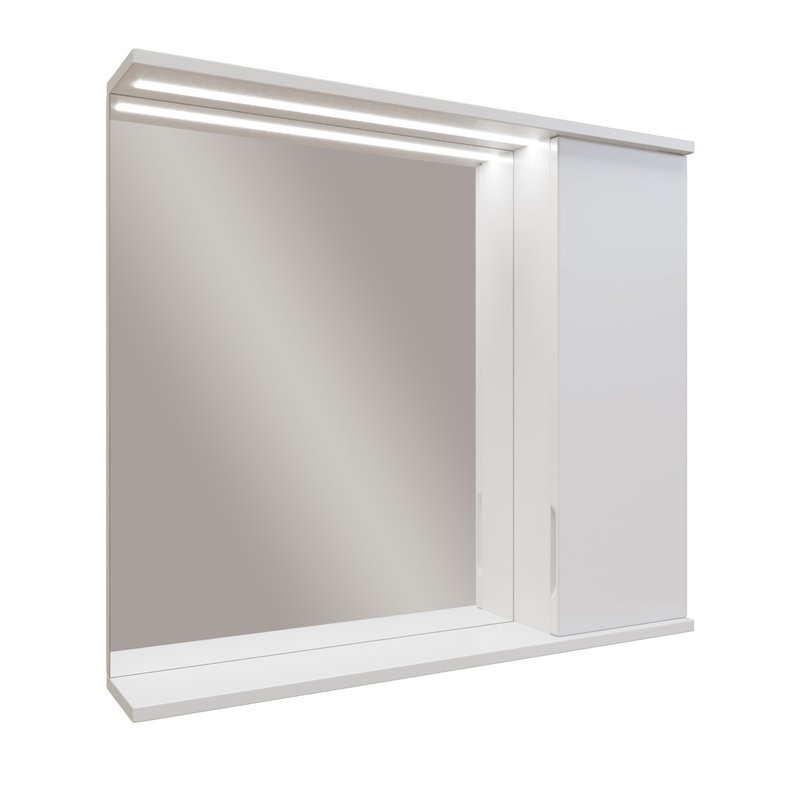 Зеркало Mixline Лайн 80 правое с подсветкой, белое