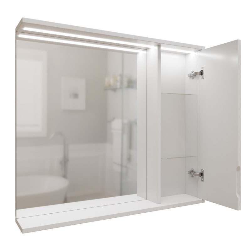 Зеркало Mixline Лайн 80 правое с подсветкой, белое