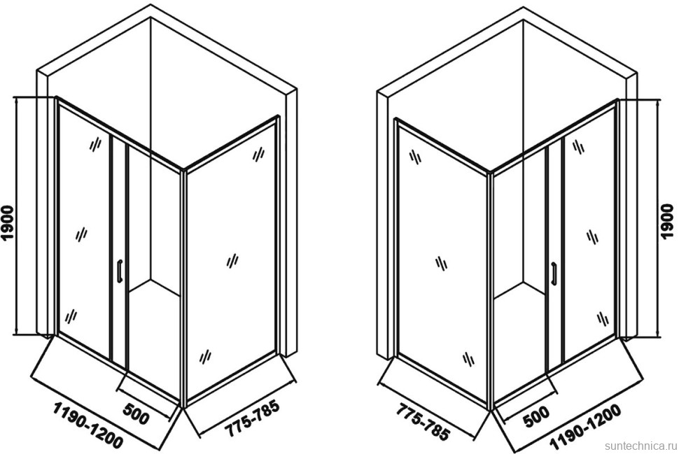 Душевой уголок Orange E23 12080TCR стекло прозрачное, профиль хром