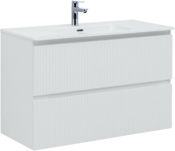 Тумба с раковиной Aquanet Джейн (Flat) 100 подвесная, белая матовая