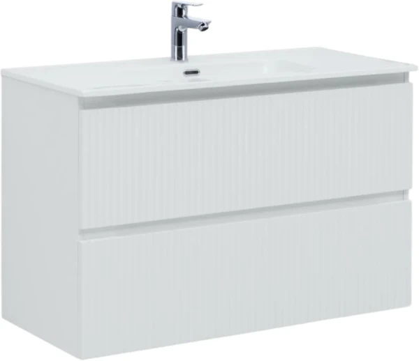 Тумба с раковиной Aquanet Джейн (Flat) 100 подвесная, белая матовая