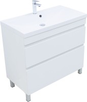 Тумба под раковину без столешницы Aquanet Нота New 90 напольная, 2 ящика, белый глянец