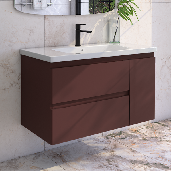 Тумба с раковиной Caprigo Forte 100 R подвесная, шоколад