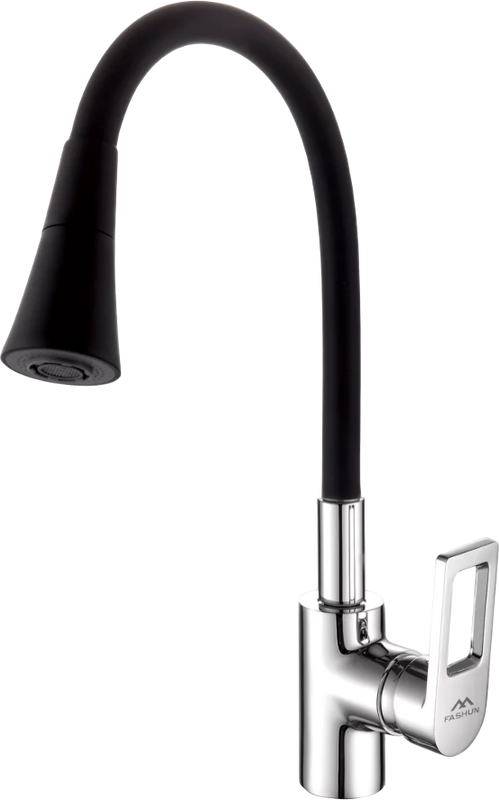 Смеситель для кухни Fashun A4253+B14 с гибким изливом, хром, черный