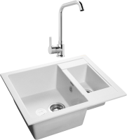 Комплект Мойка GranFest Quadro GF-Q610K иней + Смеситель MEGA Ege MG-PL10 хром