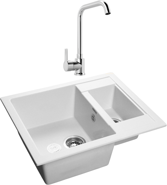 Комплект Мойка GranFest Quadro GF-Q610K иней + Смеситель MEGA Ege MG-PL10 хром