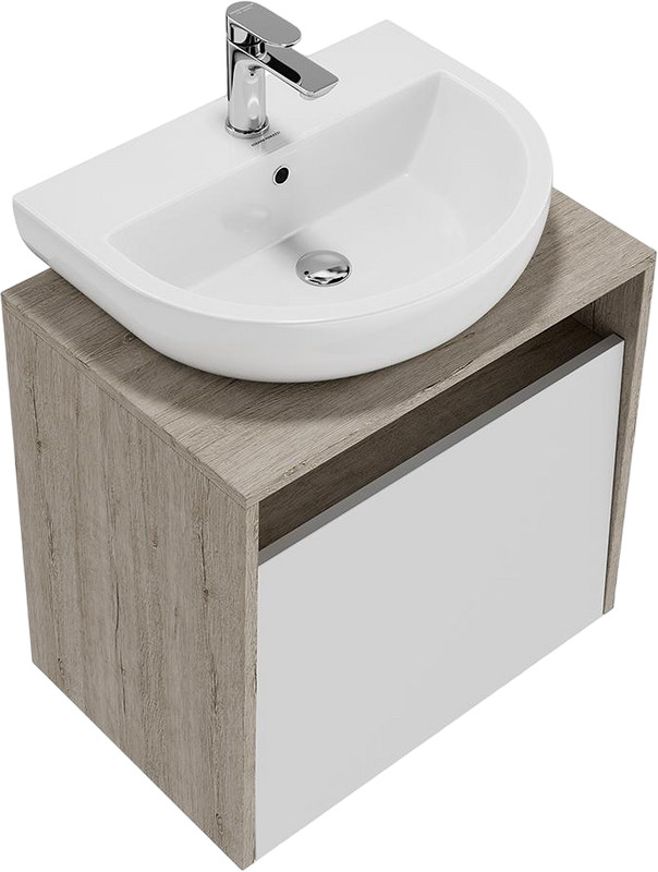Тумба под раковину KERAMA MARAZZI Pro 60 подвесная, белый, дуб орегон