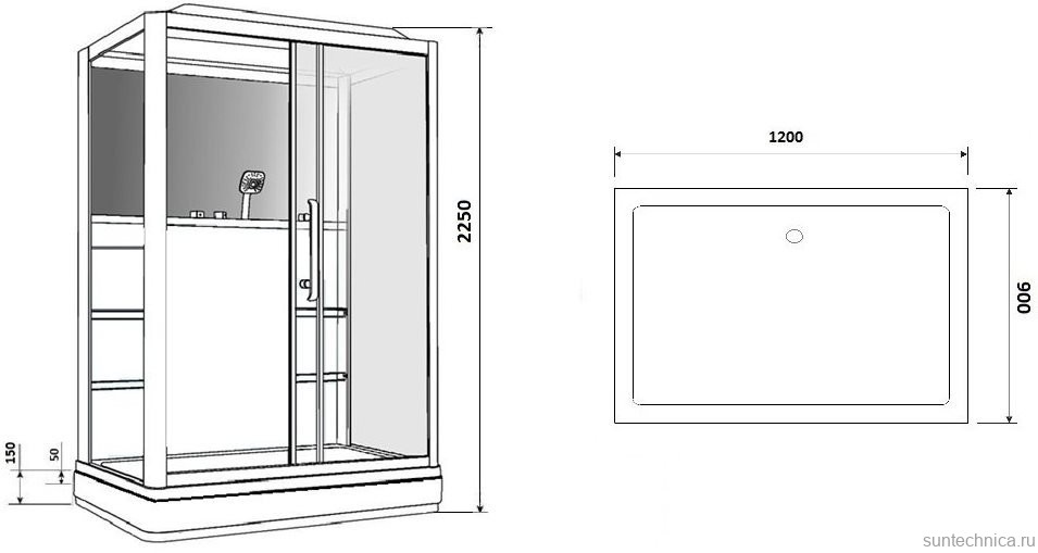 Душевая кабина Grossman GR-227 R 120x90 см черная