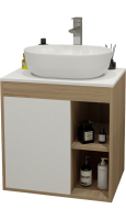 Тумба с раковиной Teymi Nura 60 дуб эврика, матовая белая, раковина Solli 48