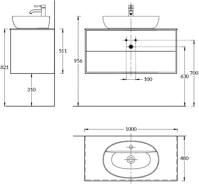 Тумба под раковину без столешницы KERAMA MARAZZI Plaza Modern 100 подвесная, с ящиками, белая