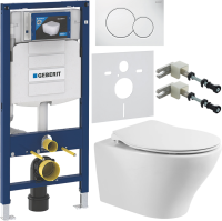 Комплект Унитаз подвесной BelBagno Acqua + Крышка Prospero BB2020SC с микролифтом, петли хром + Инсталляция Geberit Duofix UP 320 111.300.00.5 + Кнопка Sigma 01 115.770.11.5 белая + Крепления 111.815.00.1 к стене + Звукоизоляция
