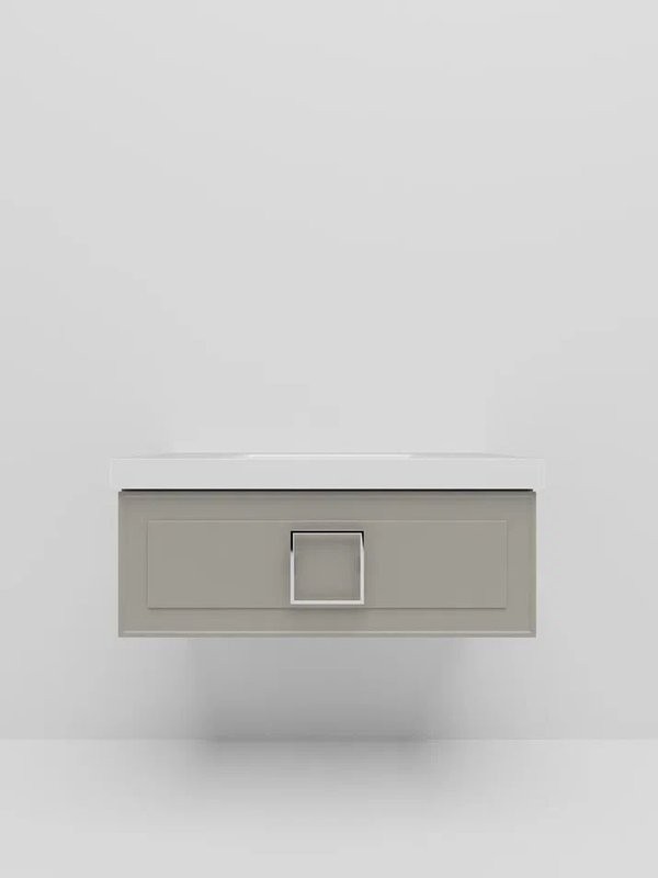 Тумба под раковину La Fenice CUBO Cappuccino бежевая матовая 100 см Черная ручка