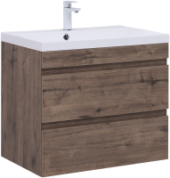 Тумба под раковину без столешницы Aquanet Нота new 75 подвесная, дуб веллингтон табак