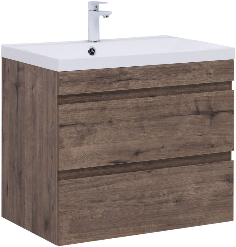 Тумба под раковину без столешницы Aquanet Нота new 75 подвесная, дуб веллингтон табак