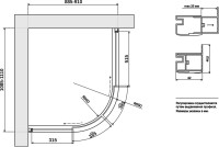 Душевой уголок Vegas Glass ZS-F Tur Novo h1900 110*90 08 10 профиль глянцевый хром, стекло сатин