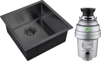 Комплект Мойка Zorg Steel Hummer SH 4444 GRAFIT + Измельчитель Inox D