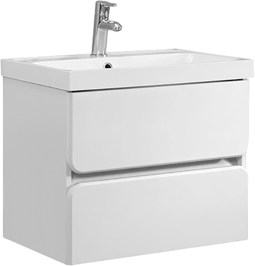 Тумба с раковиной Belux Бостон 60 подвесная, белая глянцевая, 2 ящика