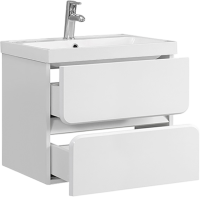 Тумба с раковиной Belux Бостон 60 подвесная, белая глянцевая, 2 ящика