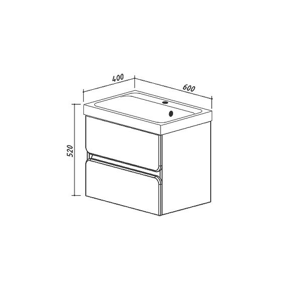 Тумба с раковиной Belux Бостон 60 подвесная, белая глянцевая, 2 ящика