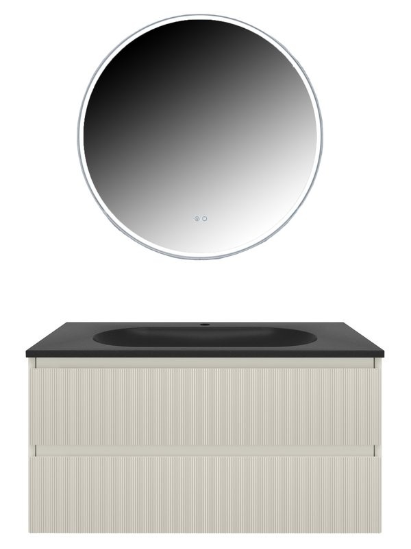 Мебель для ванной комнаты Vincea Welle 100 m.beige soft-touch, раковина VCB-4H100A антрацит