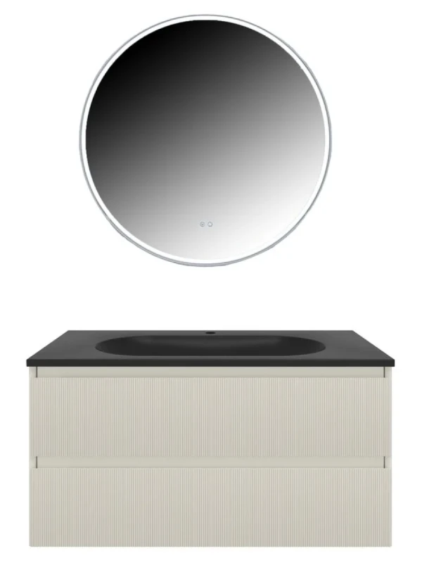 Мебель для ванной комнаты Vincea Welle 100 m.beige soft-touch, раковина VCB-4H100A антрацит