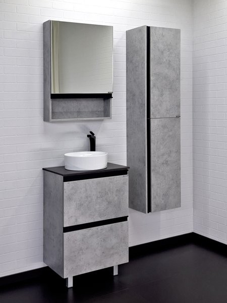 Мебель для ванной комнаты Comforty Эдинбург 60Н напольная, светлый бетон, с раковиной 9111