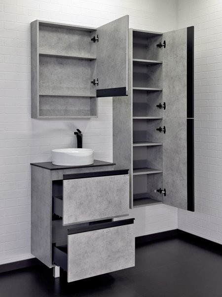 Мебель для ванной комнаты Comforty Эдинбург 60Н напольная, светлый бетон, с раковиной 9111