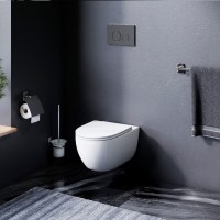 Комплект Унитаз подвесной AM.PM Awe C111700SC с микролифтом + Инсталляция Pro I012704.9038 с клавишей Pro L, черный матовый