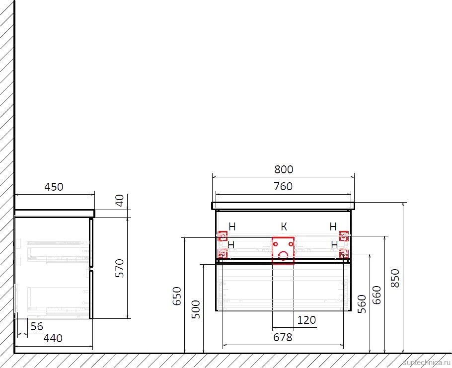 Мебель для ванной комнаты STWORKI Колдинг 80 белая, с раковиной Moduo 50 Square, столешница орех матовый