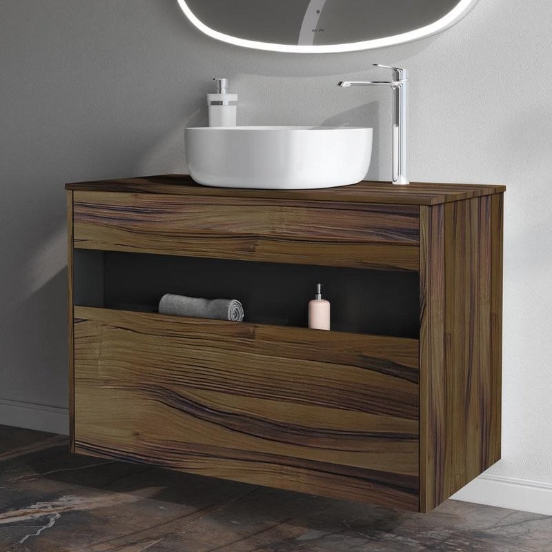 Тумба с раковиной AM.PM Func 100 дуб крафт, со столешницей, раковина M8FWCC30430WG