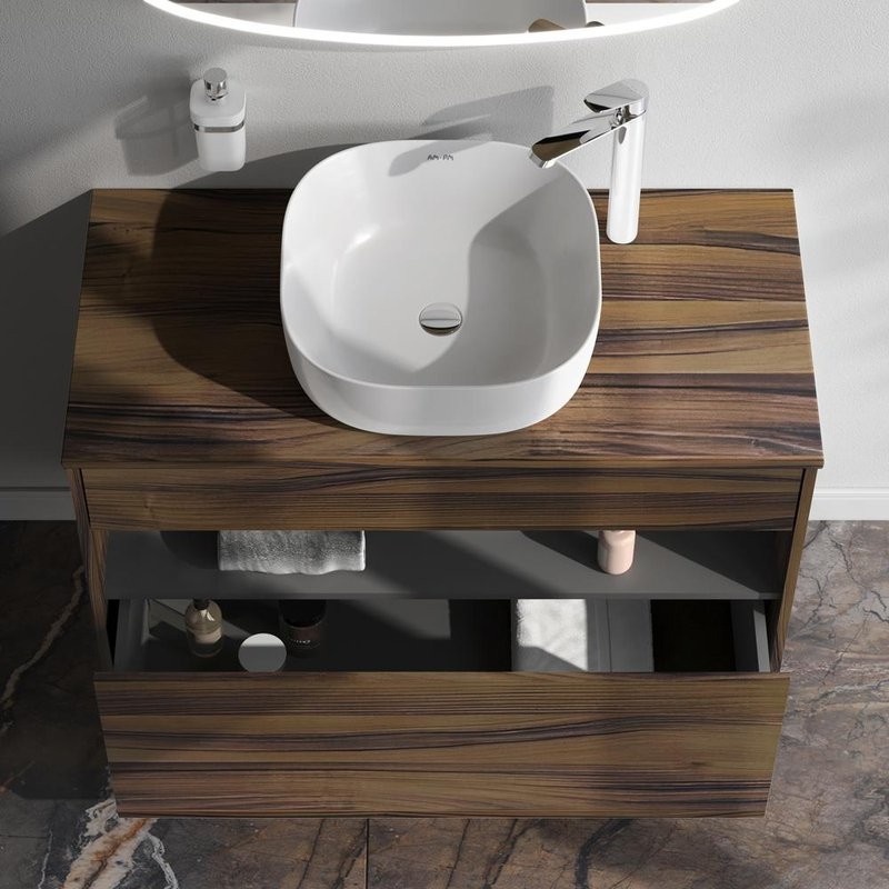 Тумба с раковиной AM.PM Func 100 дуб крафт, со столешницей, раковина M8FWCC30430WG