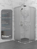 Душевой уголок Triton Фикс 90x90 см, без поддона, профиль хром, стекло вельвет