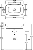 Накладная раковина Simas Baden Baden BB11bi*0 60х38 см