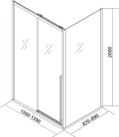 Душевой уголок Veconi Premium Trento PTC-SP-30CH 140x90, профиль хром, стекло прозрачное