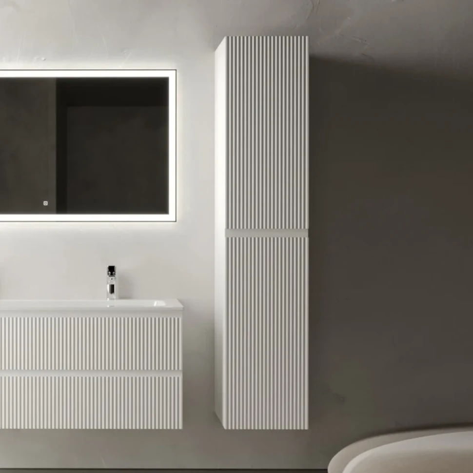 Шкаф пенал для ванной Sancos Snob R 35 см, универсальный, bianco
