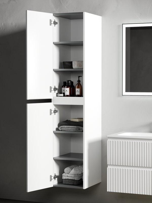 Шкаф пенал для ванной Sancos Snob R 35 см, универсальный, bianco