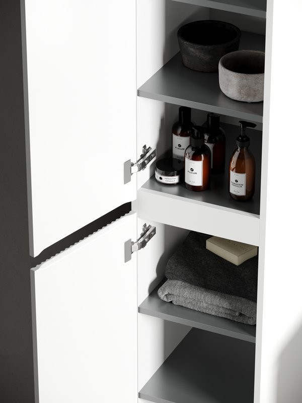 Шкаф пенал для ванной Sancos Snob R 35 см, универсальный, bianco